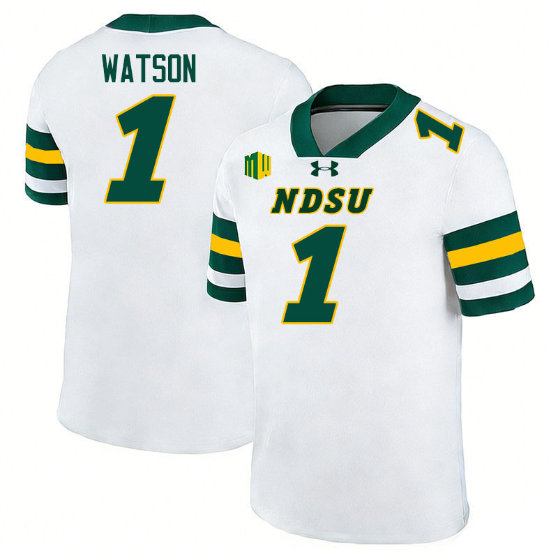North Dakota State Bison #1 Christian Watson College Football Jerseys,Uniforms-White